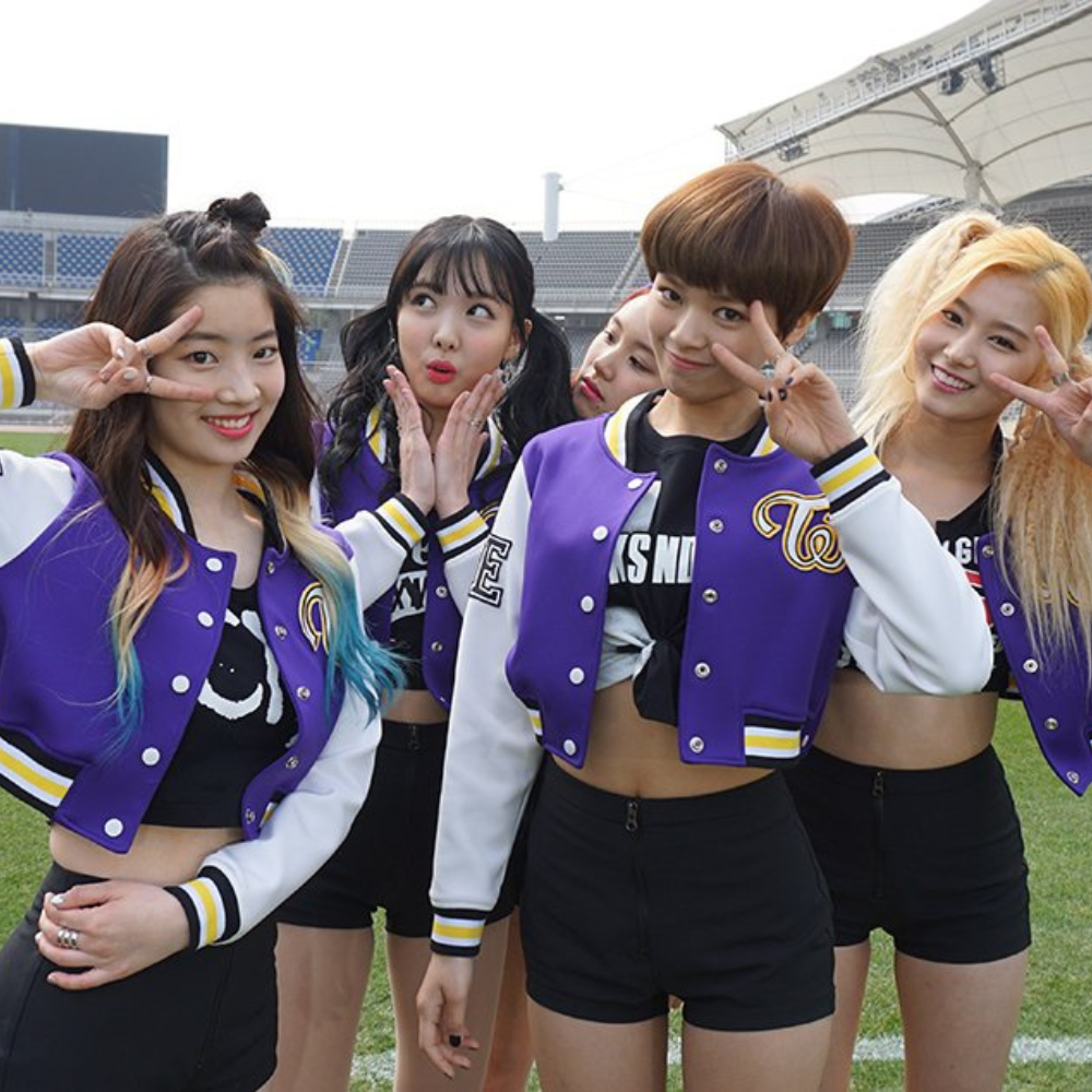 twice varsity jacket cheer up